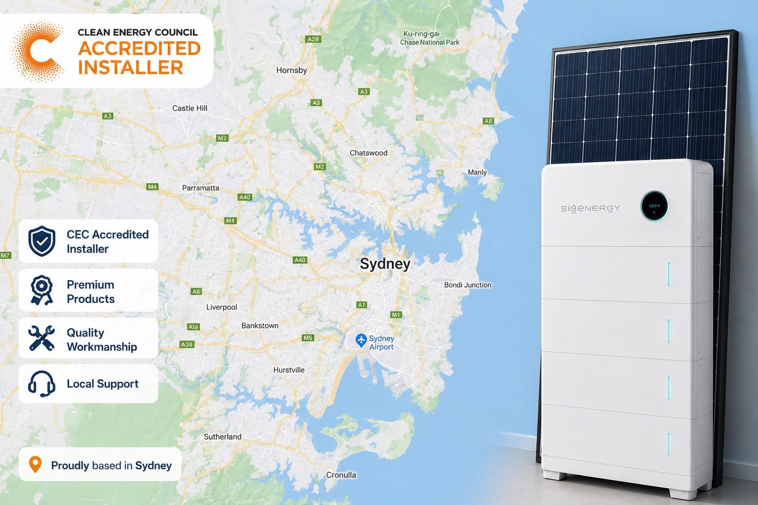 Solar panel installation in nice sunset location